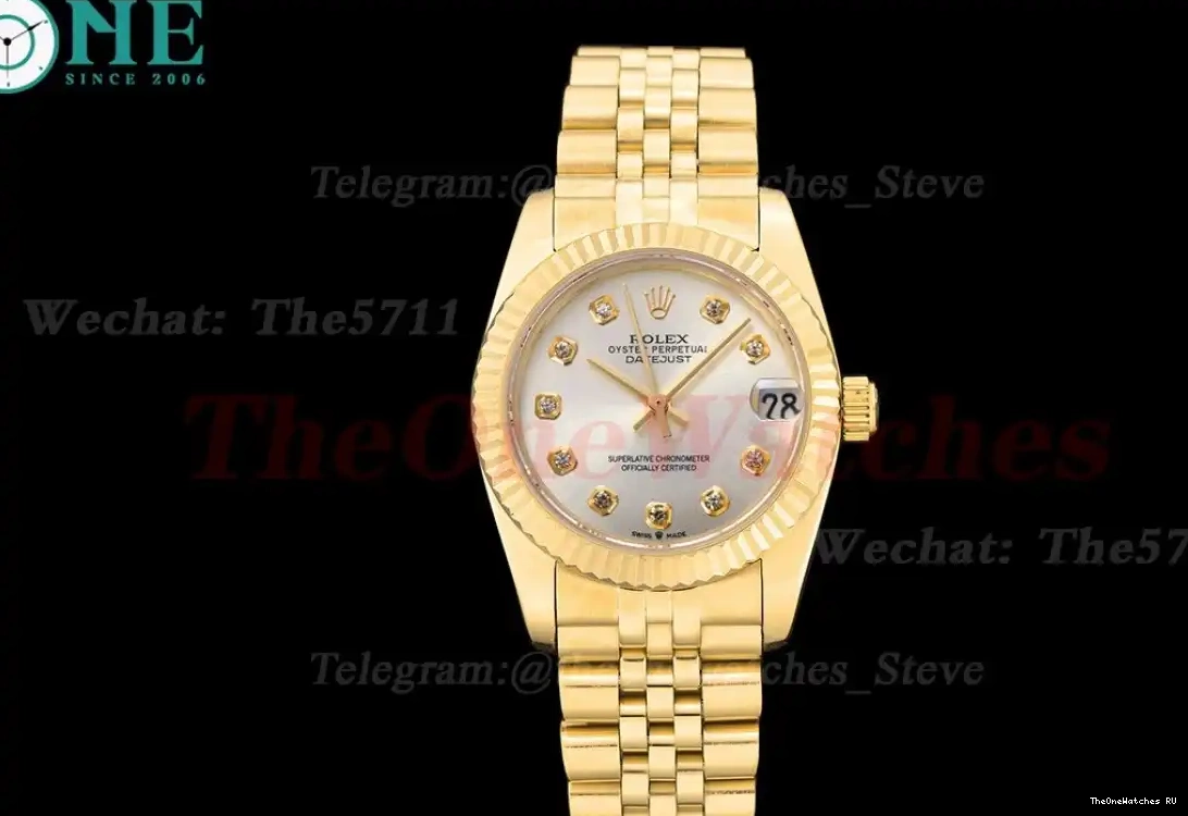 28mm YG Datejust Dia Silver MY8215 GDF Jub YG 0427